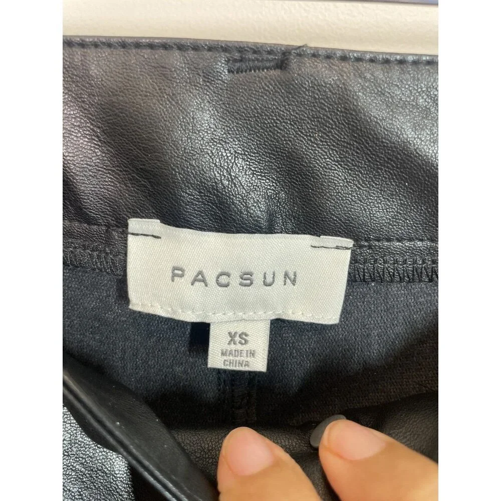 Pacsun Black Faux Leather Pants Wide Leg Women's Size XS NWT NEW Grunge Rock - Picture 3 of 12